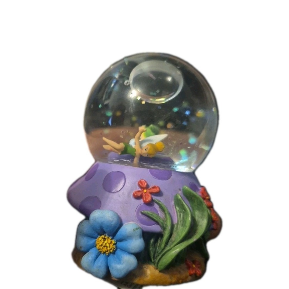 Walt Disney Tinker Bell fell off her  Mushroom! Base 3''‎ Mini Snow Globe (SBC)